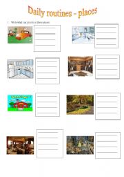 English worksheet: Daily routines - places