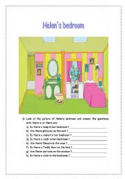 English Worksheet: Helens bedroom