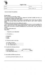 English Worksheet: Reading comprehension