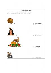 English worksheet: Thanksgiving match