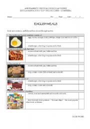 English Worksheet: English Meals Quiz