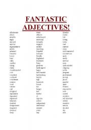 English Worksheet: Fantastically Useful Adjectives!