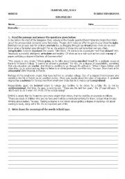 English worksheet: Reading comprehension