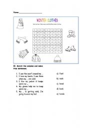 English Worksheet: WINTER CLOTHES (1 of 4)
