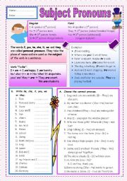 English Worksheet: Subject Pronouns