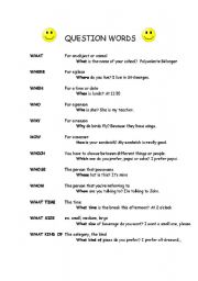 English worksheet: Question words