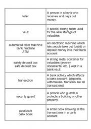 English Worksheet: Banking terms NOUNS 