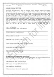 English Worksheet: Comprehension