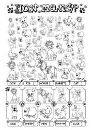 English Worksheet: How many? (+ farm animals)