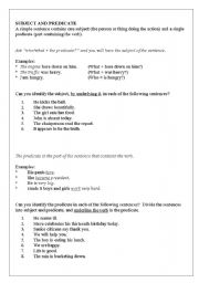 English worksheet: Subject and Predicate