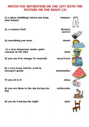 English Worksheet: Matching vocabulary 3