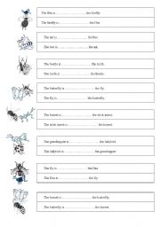 English Worksheet: Prepositions of place - THE BUGS