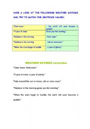 English worksheet: ENGLISH WEATHER SAYINGS