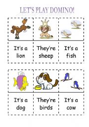 English Worksheet: Animals domino (1 out of 3)