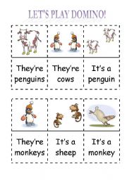 English Worksheet: Animals domino (2 out of 3)