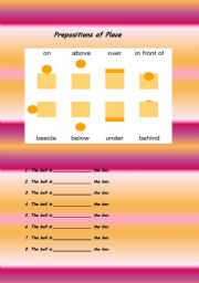 English worksheet: Prepositions of Place