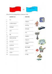 English worksheet: American or British English