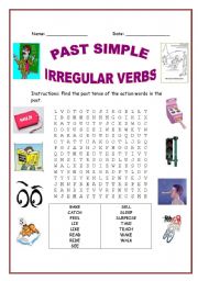 English Worksheet: Past Simple Irregular Verbs Crossword