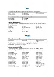 English Worksheet: Do and Make