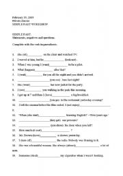 English worksheet: SIMPLE PAST WORKSHOP