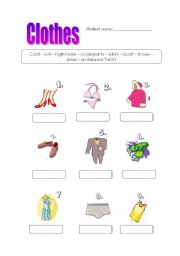 English worksheet: Clothes II - vocabulary activity