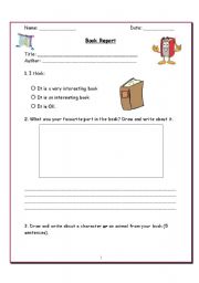 English Worksheet: Book Report