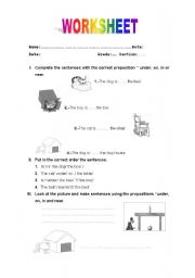 English worksheet: PREPOSITIONS