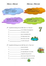 English Worksheet: There is/ are VS There was /were