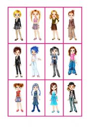 English Worksheet: clothing cards girls