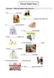 English worksheet: Present simple tense with verb to be