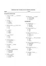 English worksheet: Diagnosis test 