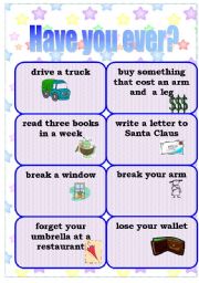 English Worksheet: Have you ever done this? (1/2)