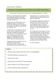 English Worksheet: Goal Setting