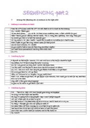 English worksheet: Sequencing - part 2