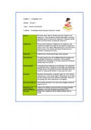 English worksheet: lesson plan