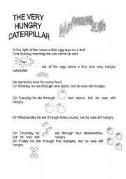 English Worksheet: the very hungry caterpillar