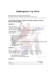 English Worksheet: Kindergarten Cop Movie