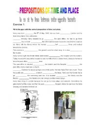 English Worksheet: Prepositions of time and place