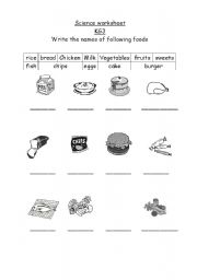 English worksheet: Food