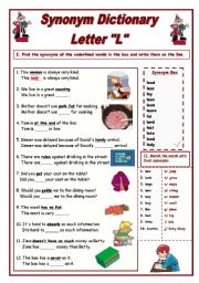 English Worksheet: Synonym dictionary, Letter 
