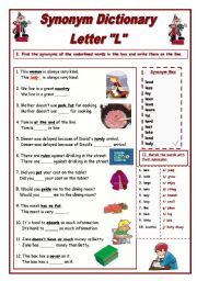 Synonym Dictionary, Letter F - ESL worksheet by Babi965