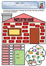 English Worksheet: PARTS OF THE HOUSE