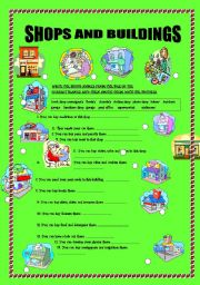 English Worksheet: SHOPS AND BUILDINGS