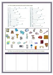 English Worksheet: Furniture Ws