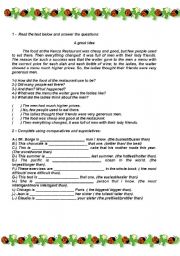 English Worksheet: Comparatives and superlatives