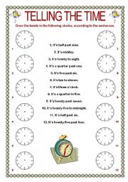 English Worksheet: Telling the time