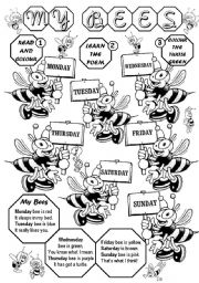 English Worksheet: My bees (Days of the week)