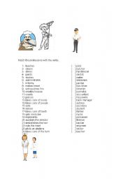English worksheet: Profissions and Verbs