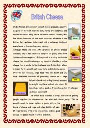 British Cheese: Reading and Vocabulary - 2 pages + key