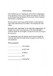 English Worksheet: Going Camping